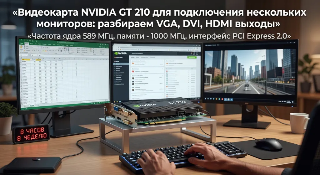 Видеокарта NVIDIA GT 210 для подключения нескольких мониторов: разбираем VGA, DVI, HDMI выходы
