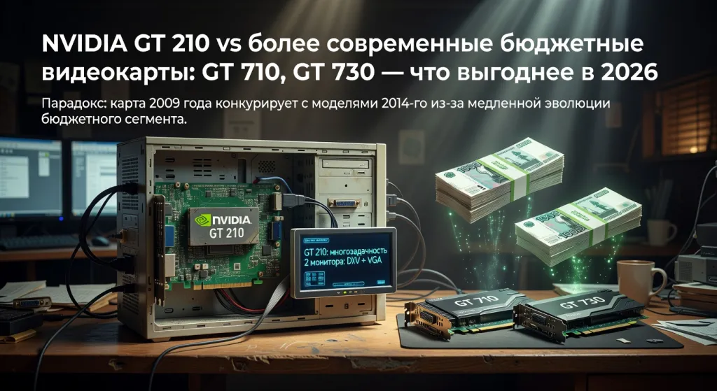 NVIDIA GT 210 vs более современные бюджетные видеокарты: GT 710, GT 730 — что выгоднее в 2026