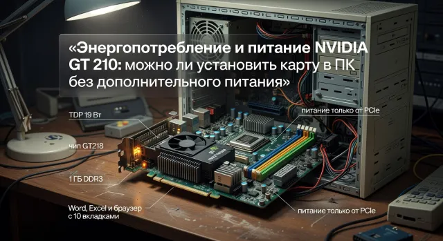 Энергопотребление и питание NVIDIA GT 210: можно ли установить карту в ПК без дополнительного питания