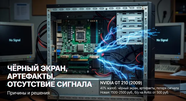 Самые частые проблемы с NVIDIA GT 210: чёрный экран, артефакты, отсутствие сигнала — причины и решения